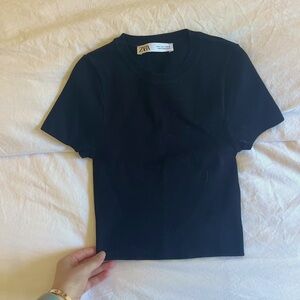 NWOT Zara black knit tee